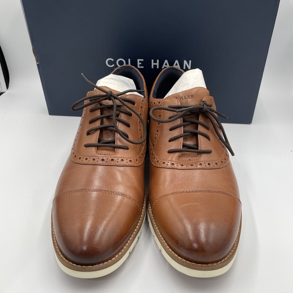 Cole Haan FlexGrand + Cap Toe Oxford Men's Sz 9 British Tan Leather NIB C40341 - Picture 2 of 7